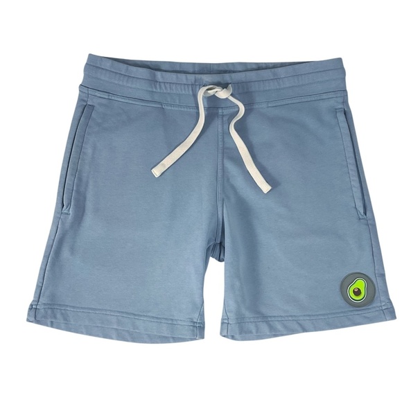 Eubi Avocado Patch Lounge Sweat Shorts Blue Size Small Cotton Zip Pockets - Picture 1 of 9